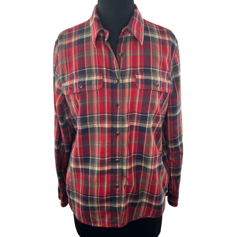 Lauren Ralph Lauren Multicolor Top Plaid Collared Pockets Classic Button Up M?